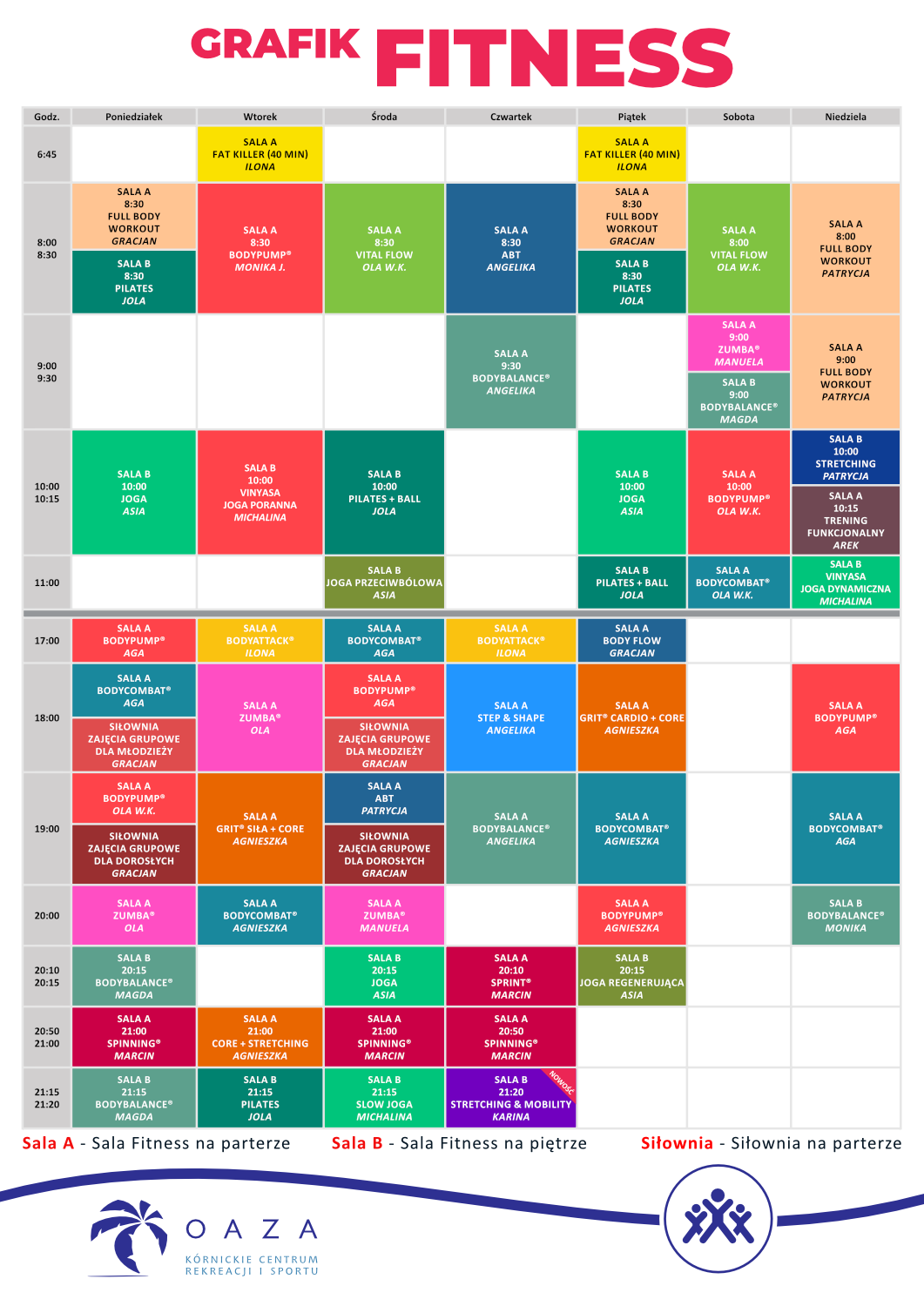 Grafik Zajęć Fitness