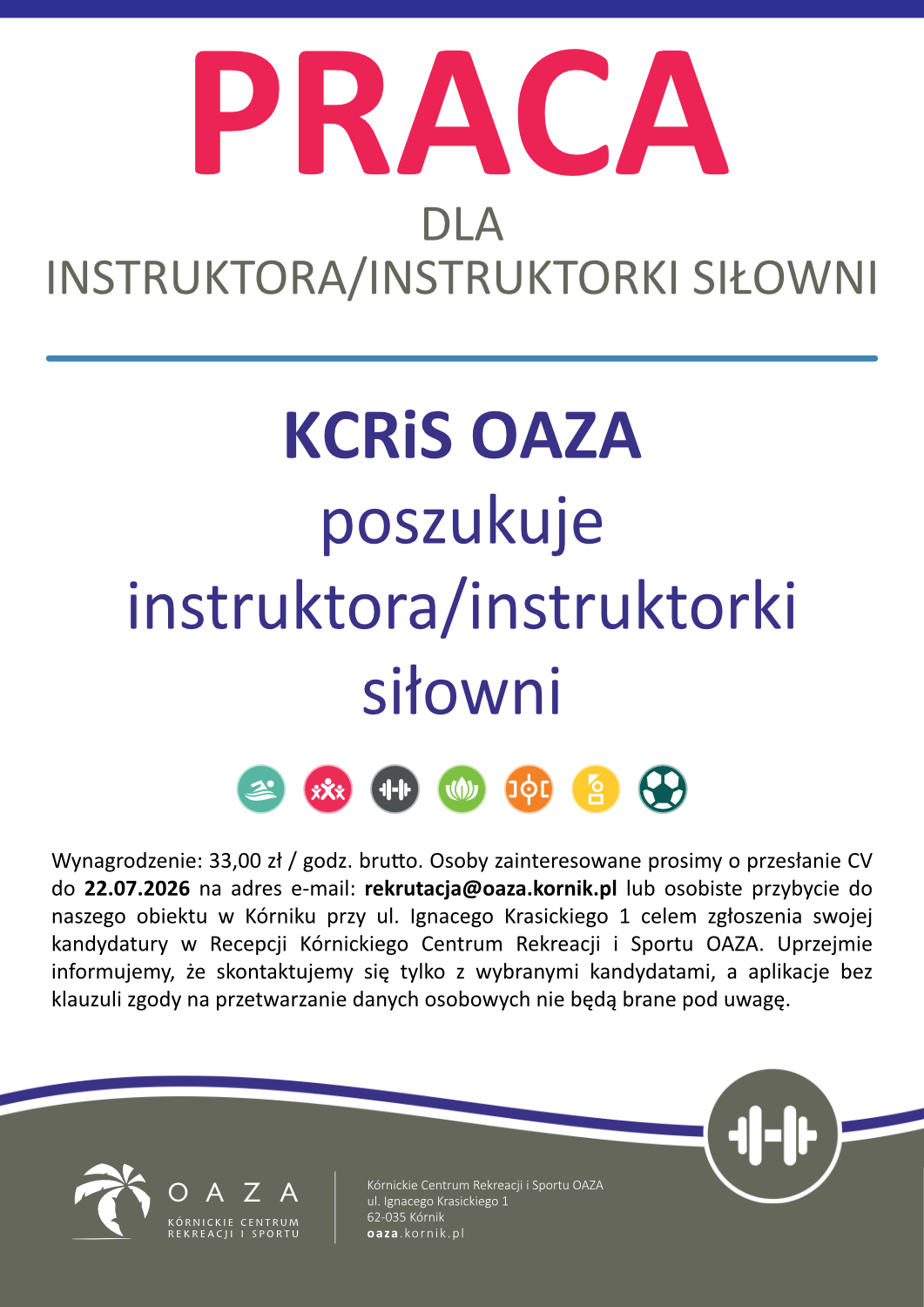 Praca dla instruktora / instruktorki siłowni