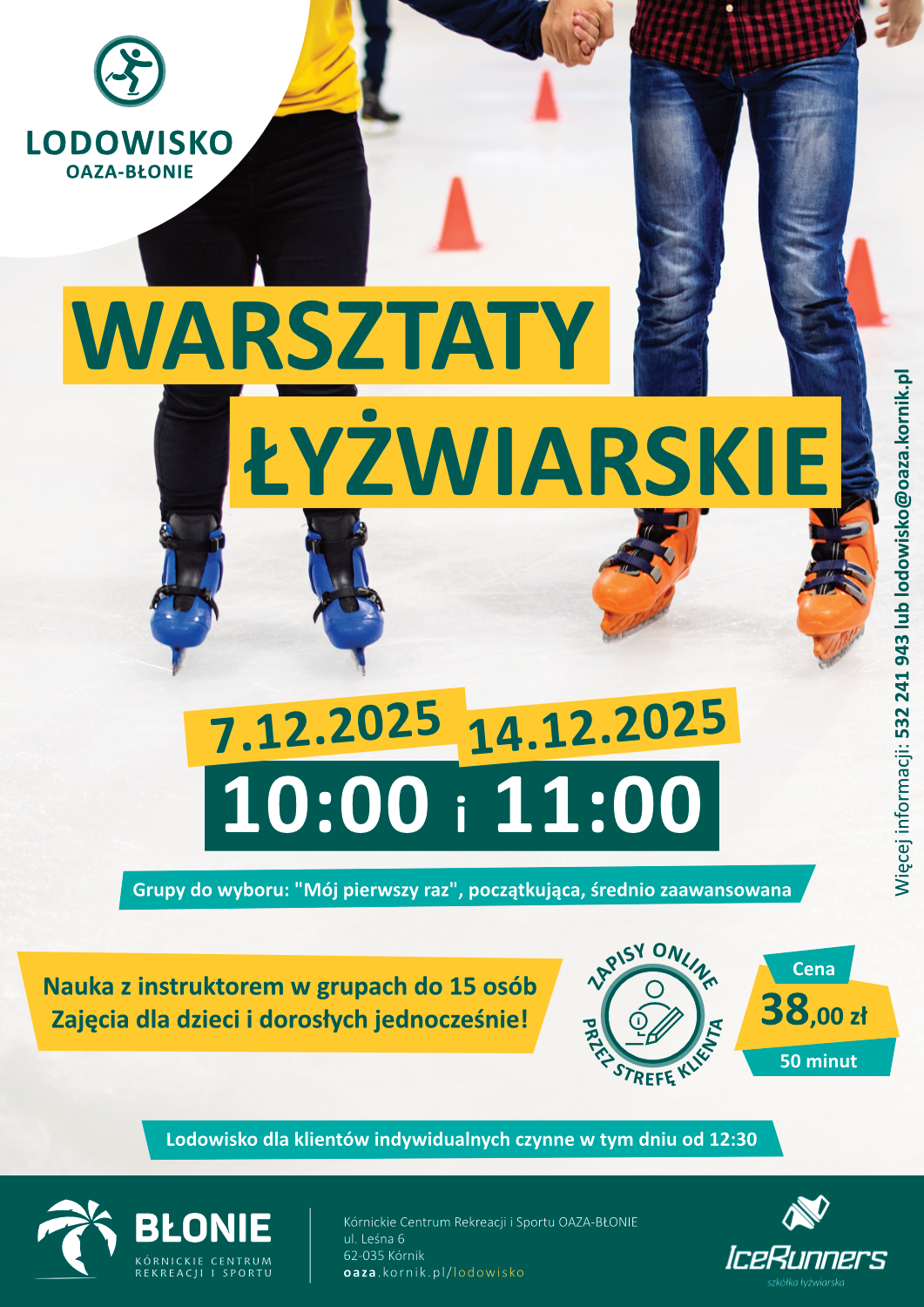 Warsztaty łyżwiarskie na lodowisku Oaza Błonie