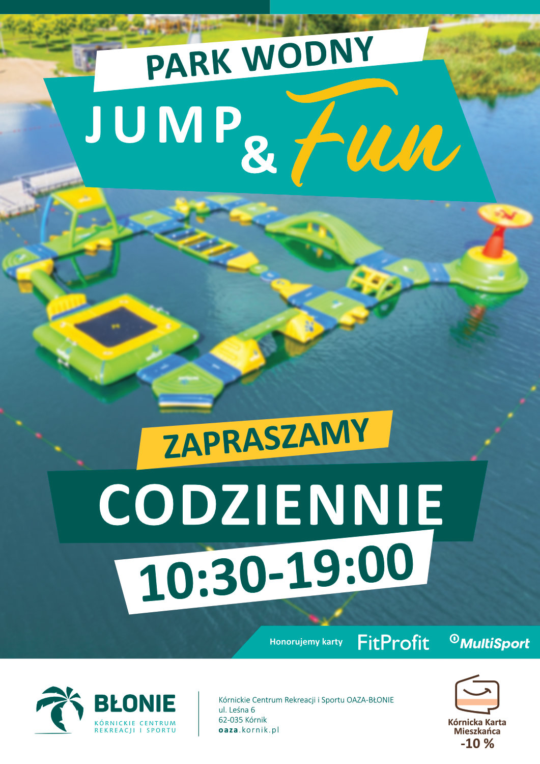 par k wodny na Jeziorze Kórnickim codziennie w czasie wakacji