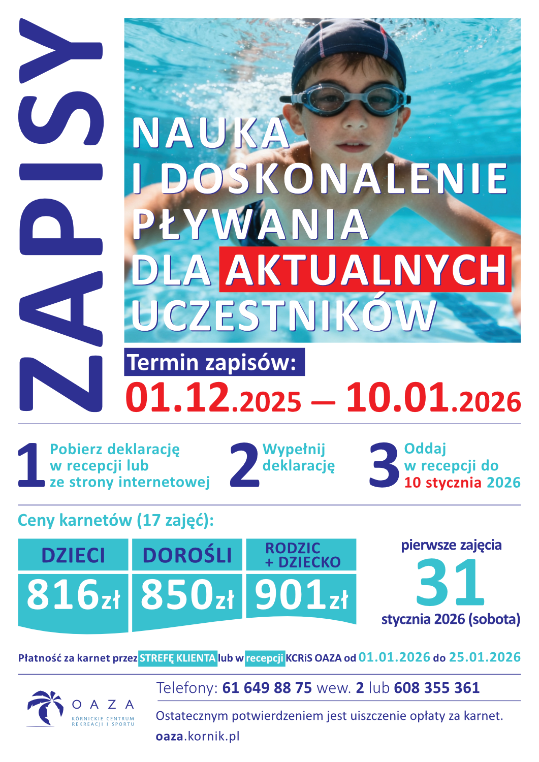 Nauka pływania - zapisy dla aktualnych uczestników